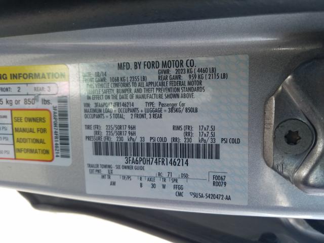 Photo 9 VIN: 3FA6P0H74FR146214 - FORD FUSION SE 