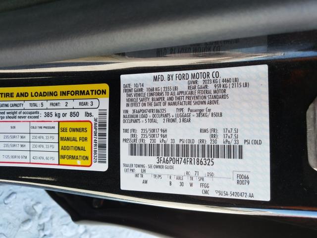 Photo 9 VIN: 3FA6P0H74FR186325 - FORD FUSION 