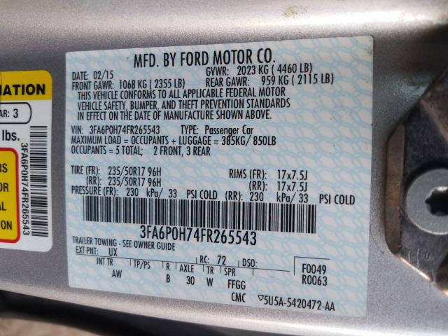 Photo 9 VIN: 3FA6P0H74FR265543 - FORD FUSION SE 