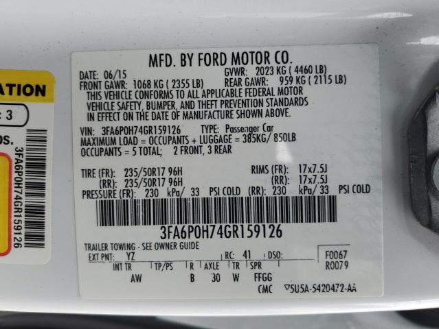 Photo 11 VIN: 3FA6P0H74GR159126 - FORD FUSION SE 