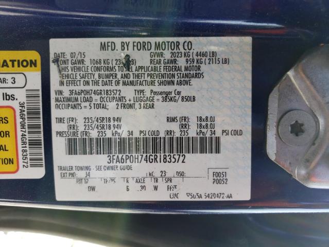 Photo 11 VIN: 3FA6P0H74GR183572 - FORD FUSION SE 