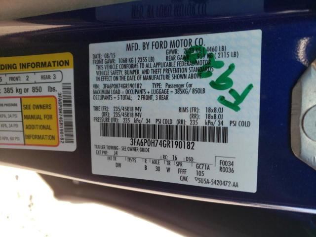 Photo 9 VIN: 3FA6P0H74GR190182 - FORD FUSION SE 