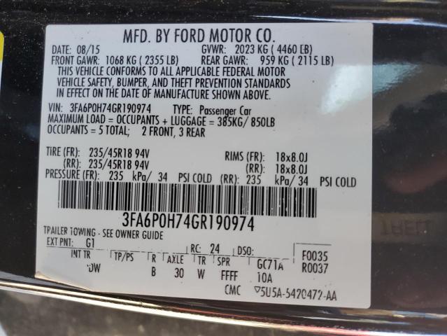 Photo 11 VIN: 3FA6P0H74GR190974 - FORD FUSION SE 