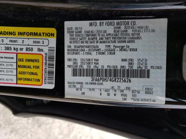 Photo 9 VIN: 3FA6P0H74GR225626 - FORD FUSION SE 