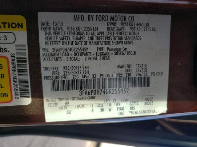 Photo 9 VIN: 3FA6P0H74GR255452 - FORD FUSION SE 