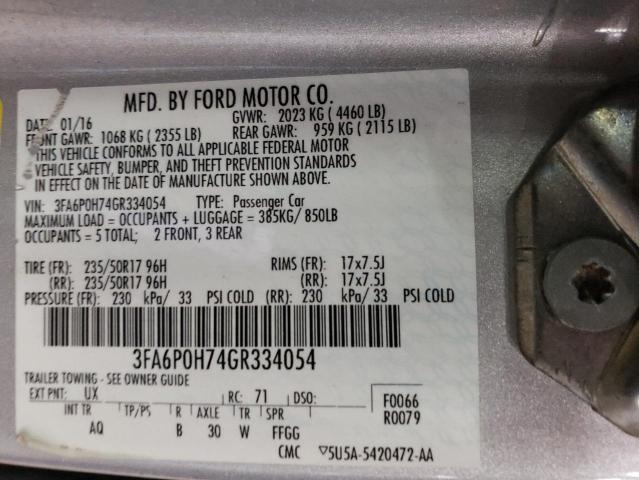 Photo 11 VIN: 3FA6P0H74GR334054 - FORD FUSION 