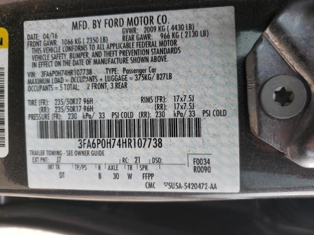 Photo 9 VIN: 3FA6P0H74HR107738 - FORD FUSION SE 