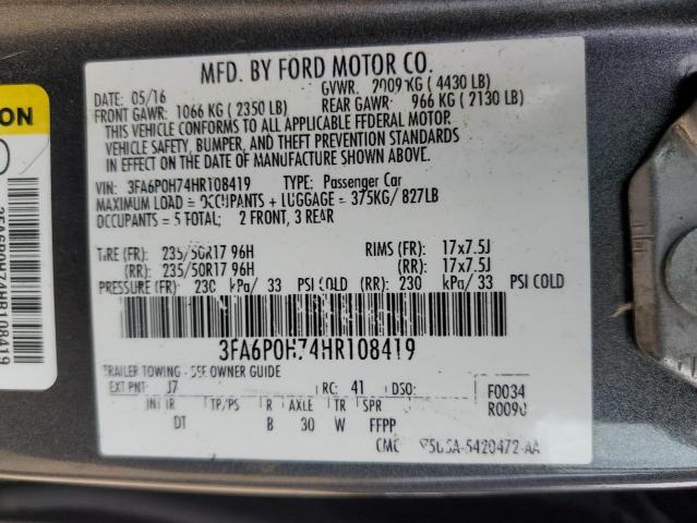 Photo 11 VIN: 3FA6P0H74HR108419 - FORD FUSION SE 