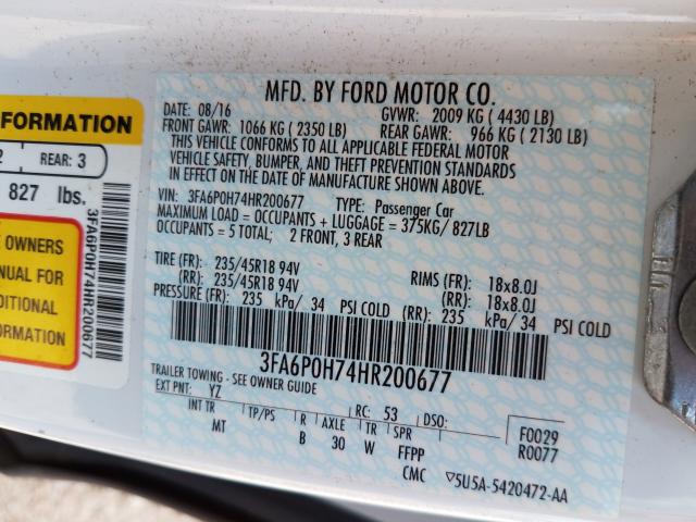 Photo 9 VIN: 3FA6P0H74HR200677 - FORD FUSION SE 