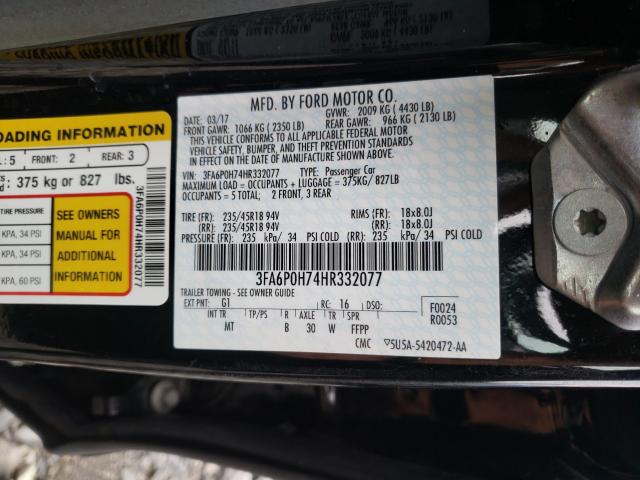 Photo 9 VIN: 3FA6P0H74HR332077 - FORD FUSION 