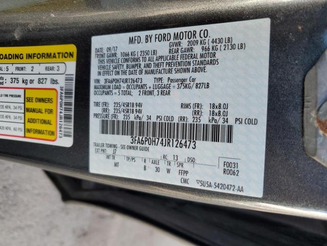 Photo 11 VIN: 3FA6P0H74JR126473 - FORD FUSION SE 