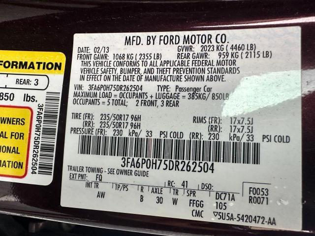 Photo 9 VIN: 3FA6P0H75DR262504 - FORD FUSION 