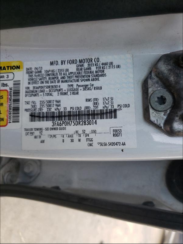 Photo 9 VIN: 3FA6P0H75DR283014 - FORD FUSION 