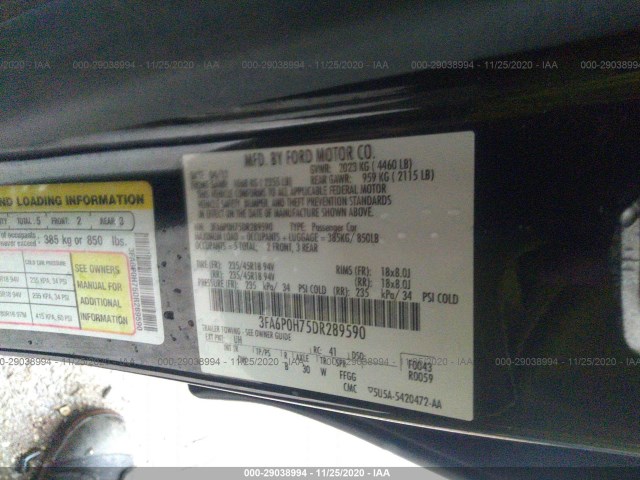 Photo 8 VIN: 3FA6P0H75DR289590 - FORD FUSION 