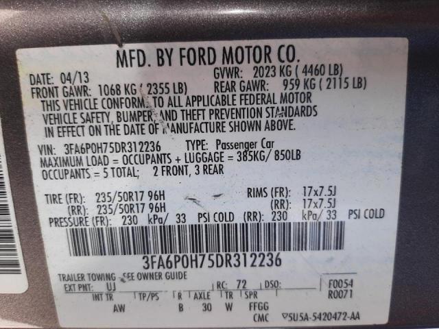 Photo 9 VIN: 3FA6P0H75DR312236 - FORD FUSION SE 