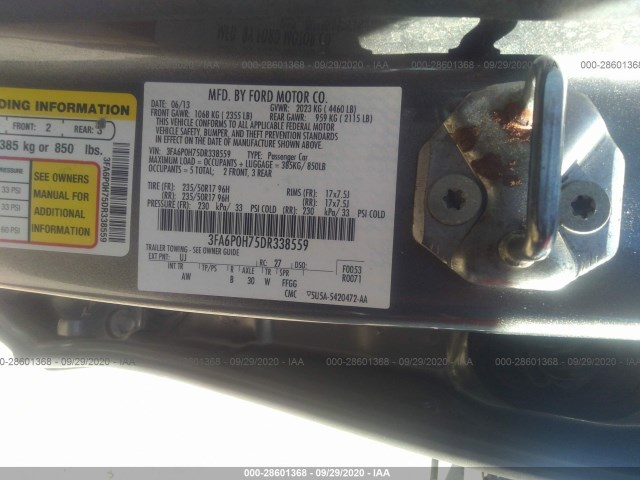 Photo 8 VIN: 3FA6P0H75DR338559 - FORD FUSION 