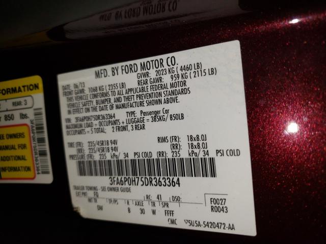 Photo 9 VIN: 3FA6P0H75DR363364 - FORD FUSION SE 