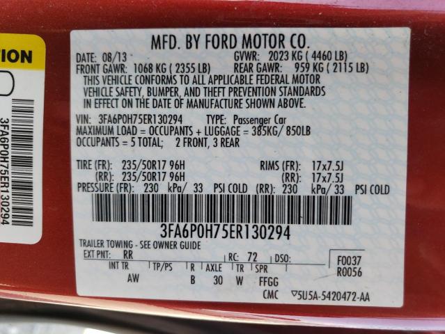 Photo 11 VIN: 3FA6P0H75ER130294 - FORD FUSION SE 