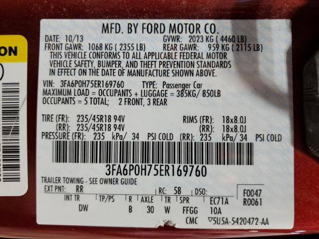 Photo 12 VIN: 3FA6P0H75ER169760 - FORD FUSION SE 