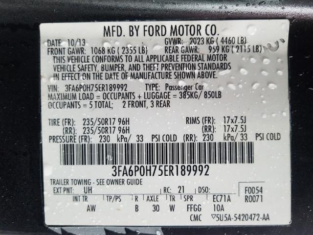 Photo 9 VIN: 3FA6P0H75ER189992 - FORD FUSION 