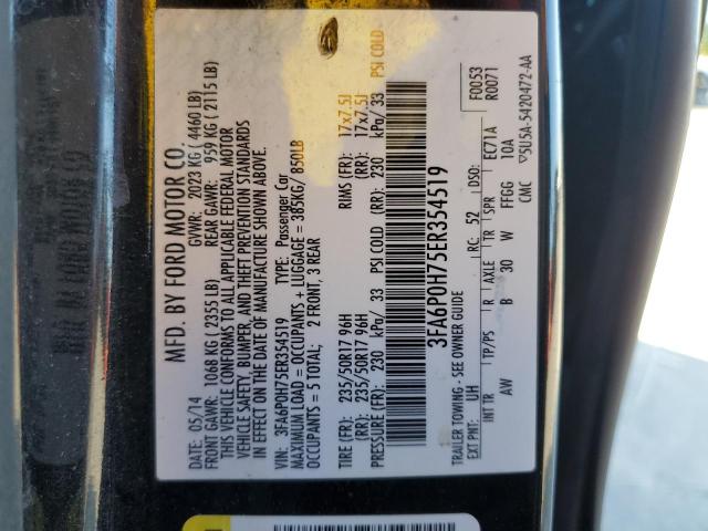 Photo 9 VIN: 3FA6P0H75ER354519 - FORD FUSION SE 