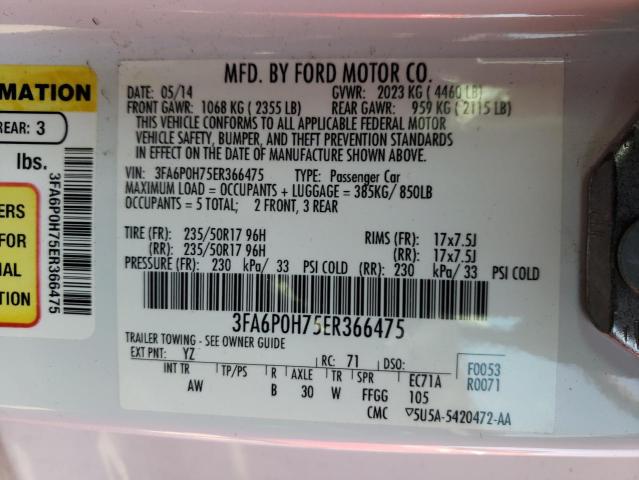 Photo 9 VIN: 3FA6P0H75ER366475 - FORD FUSION SE 