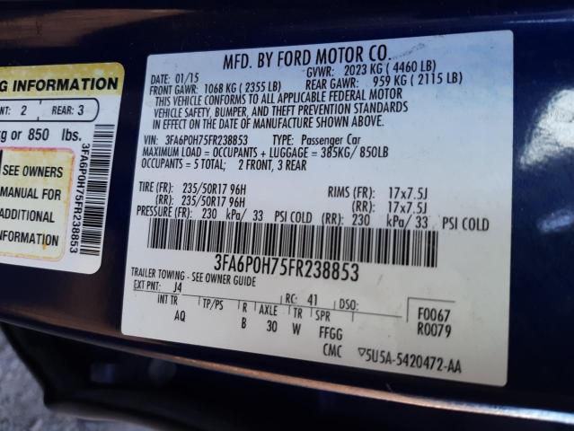 Photo 9 VIN: 3FA6P0H75FR238853 - FORD FUSION SE 