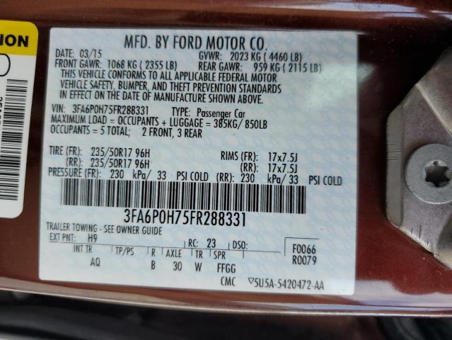 Photo 11 VIN: 3FA6P0H75FR288331 - FORD FUSION SE 