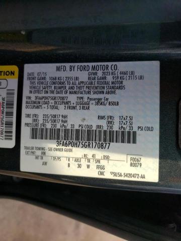 Photo 9 VIN: 3FA6P0H75GR170877 - FORD FUSION 