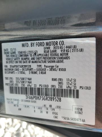 Photo 11 VIN: 3FA6P0H75GR289528 - FORD FUSION SE 