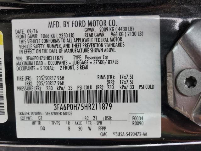 Photo 12 VIN: 3FA6P0H75HR211879 - FORD FUSION SE 