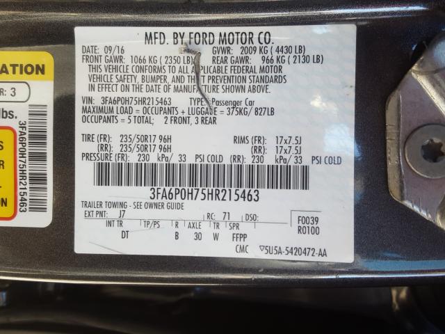 Photo 9 VIN: 3FA6P0H75HR215463 - FORD FUSION 