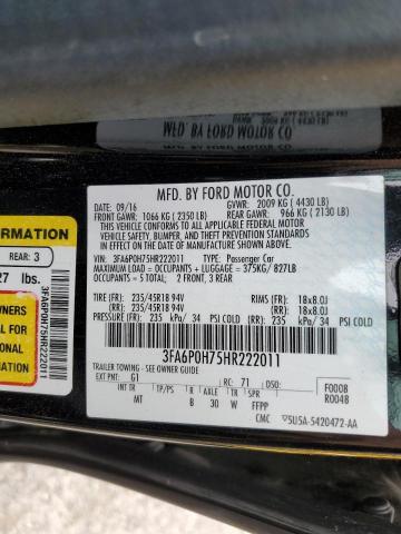 Photo 11 VIN: 3FA6P0H75HR222011 - FORD FUSION SE 