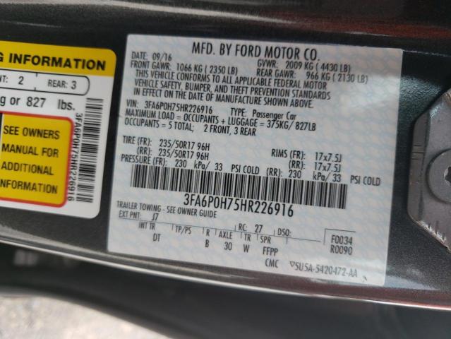 Photo 11 VIN: 3FA6P0H75HR226916 - FORD FUSION SE 