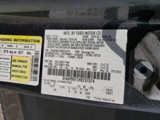 Photo 12 VIN: 3FA6P0H75HR237074 - FORD FUSION SE 