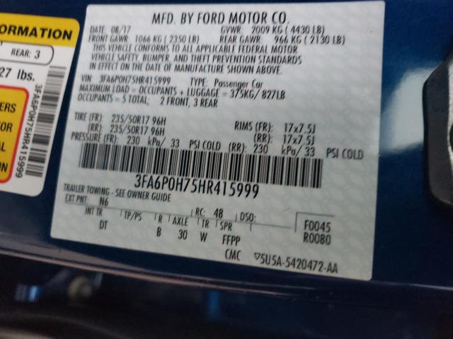 Photo 9 VIN: 3FA6P0H75HR415999 - FORD FUSION 