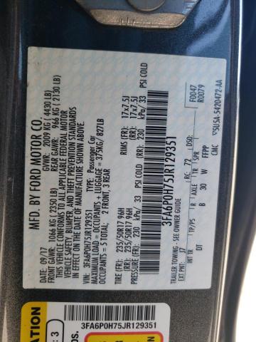 Photo 9 VIN: 3FA6P0H75JR129351 - FORD FUSION SE 