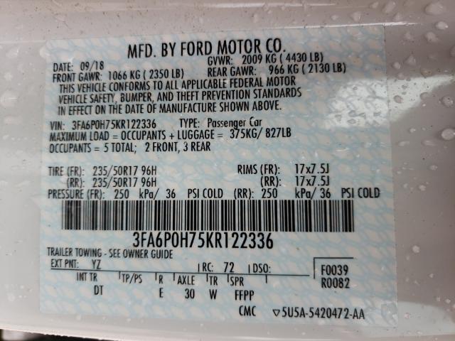 Photo 9 VIN: 3FA6P0H75KR122336 - FORD FUSION SE 