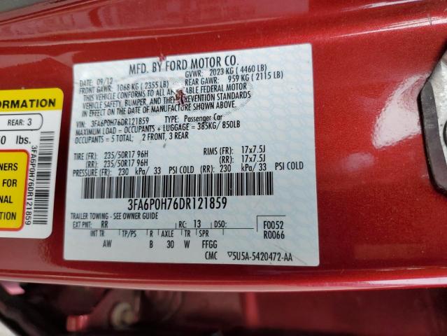 Photo 11 VIN: 3FA6P0H76DR121859 - FORD FUSION SE 