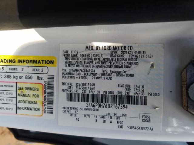 Photo 9 VIN: 3FA6P0H76DR167594 - FORD FUSION SE 