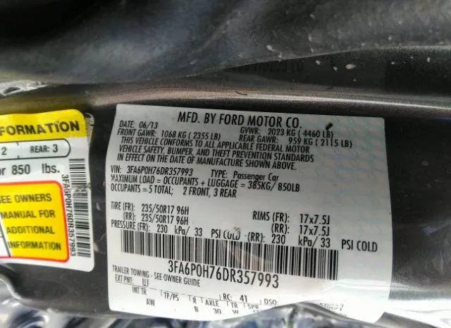 Photo 8 VIN: 3FA6P0H76DR357993 - FORD FUSION 