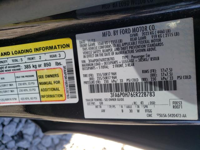 Photo 9 VIN: 3FA6P0H76ER228783 - FORD FUSION SE 