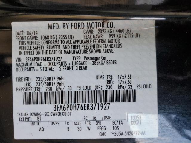 Photo 12 VIN: 3FA6P0H76ER371927 - FORD FUSION SE 