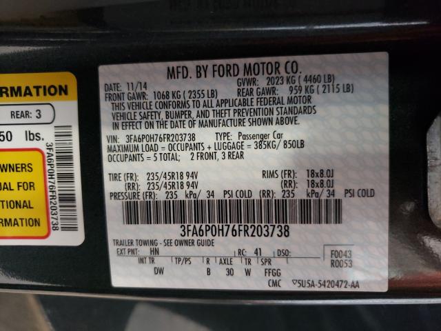 Photo 9 VIN: 3FA6P0H76FR203738 - FORD FUSION SE 