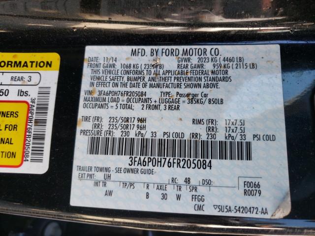 Photo 9 VIN: 3FA6P0H76FR205084 - FORD FUSION SE 