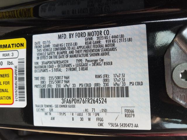 Photo 9 VIN: 3FA6P0H76FR264524 - FORD FUSION SE 