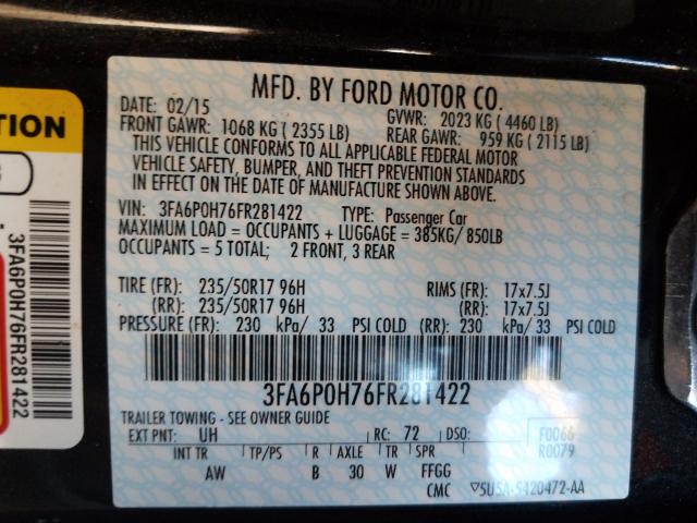 Photo 9 VIN: 3FA6P0H76FR281422 - FORD FUSION 