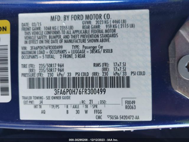 Photo 8 VIN: 3FA6P0H76FR300499 - FORD FUSION 