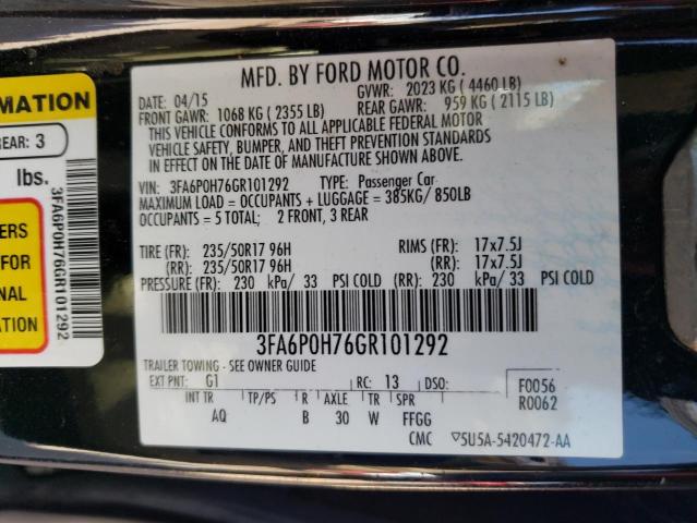 Photo 11 VIN: 3FA6P0H76GR101292 - FORD FUSION SE 