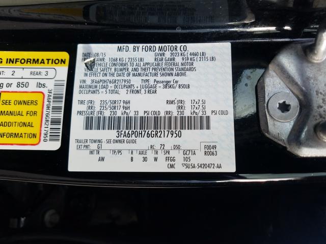 Photo 9 VIN: 3FA6P0H76GR217950 - FORD FUSION SE 